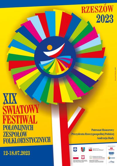 Plakat promujący Festiwal polonijnych Zespoł&oacute;w Folklorystycznych w Rzeszowie